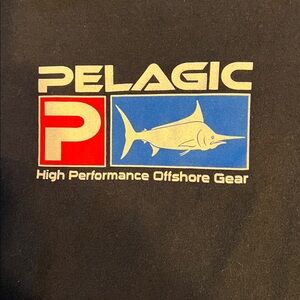 Pelagic Black Tee with Blue and Red Logo